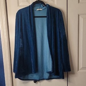 Luxurious Blue Velour Women's Cardigan